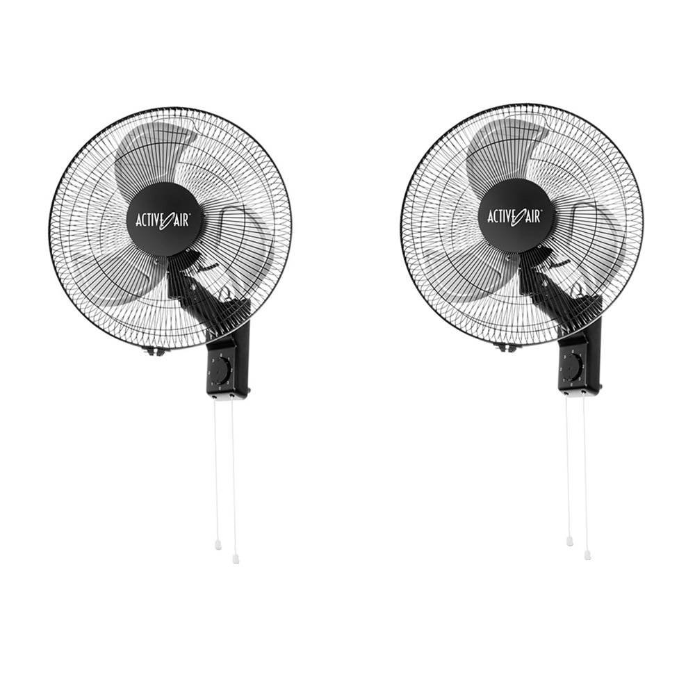 Active Air ACFW16HDB Metal Wall Mountable Oscillating Fan (Set of 2) Hydrofarm