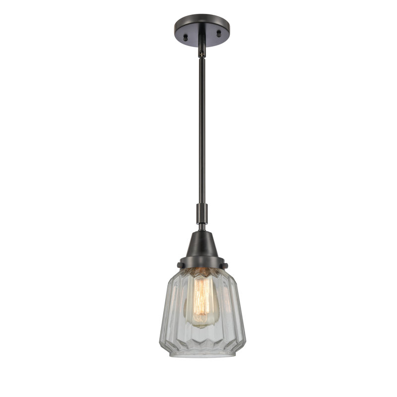 Luminaire suspendu cylindrique à 1 lumière Caggiano, Transparent, Ampoule non incluse, Noir mat