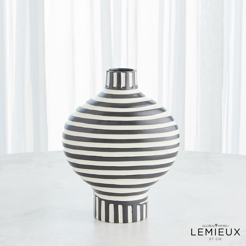 Colbert Vase-Black/White, 13" H x 8.5" W x 8.5" D