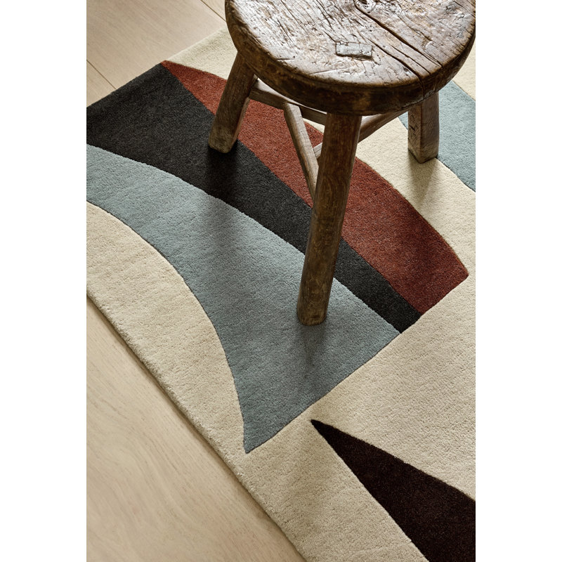 Torillo Hand Tufted Wool Abstract Area Rug in Cornflower/Walnut, Rectangle 5'7" x 7'10"