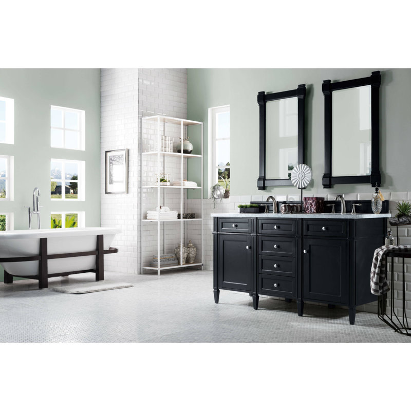 Brittany 60'' W Double Bathroom Vanity Base, Saddle Brown