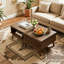 Rico 47.2" Mid-Century Coffee Table with Carved Cabinet and Open Shelf