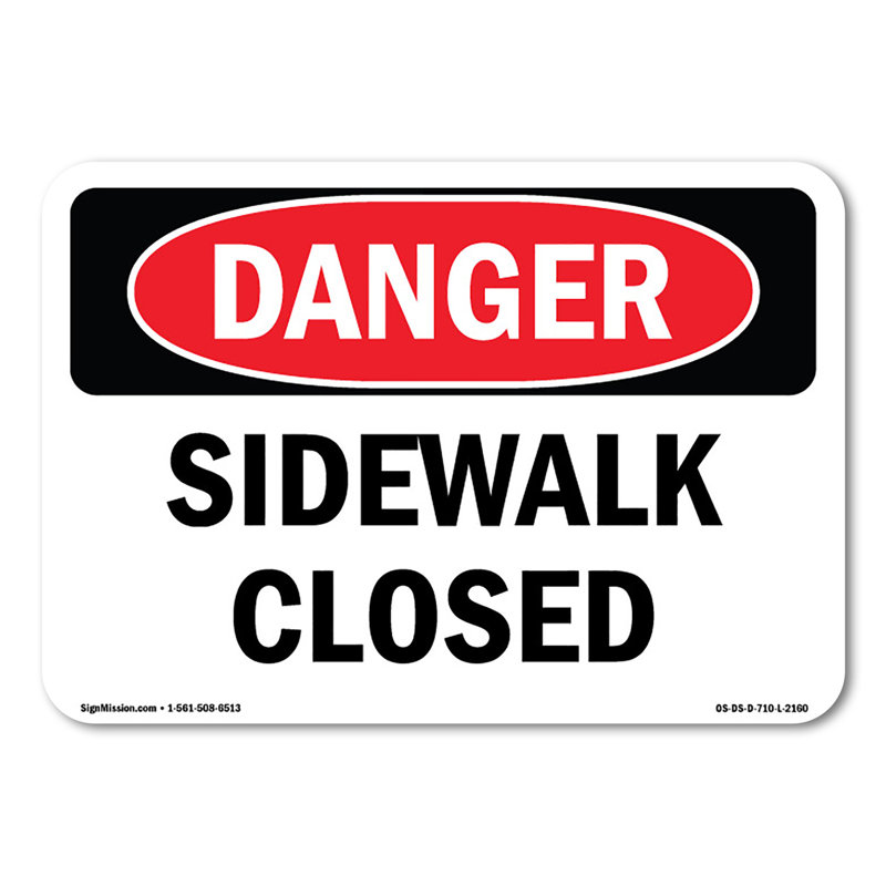 Sidewalk Closed Decal 10" X 7"