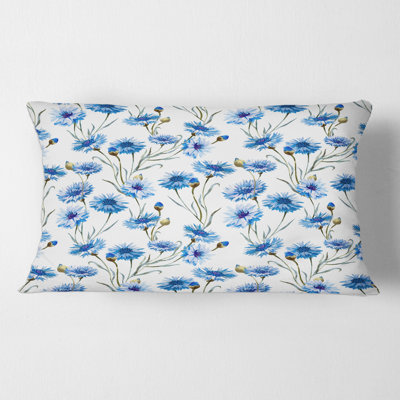 Cornflowers with Leaves II Rectangular Pillow Cover & Insert