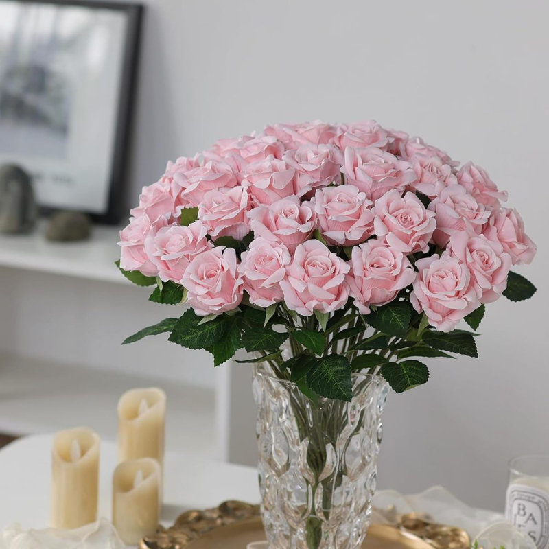 10 pièces de fleurs artificielles roses, roses en soie artificielle, roses artificielles en vrac pour les décorations de mariage, centres de table, fête des mères, décoration de la Saint-Valentin