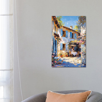 «Cafe Tables In The Shade», reproduction d'art murale encadrée