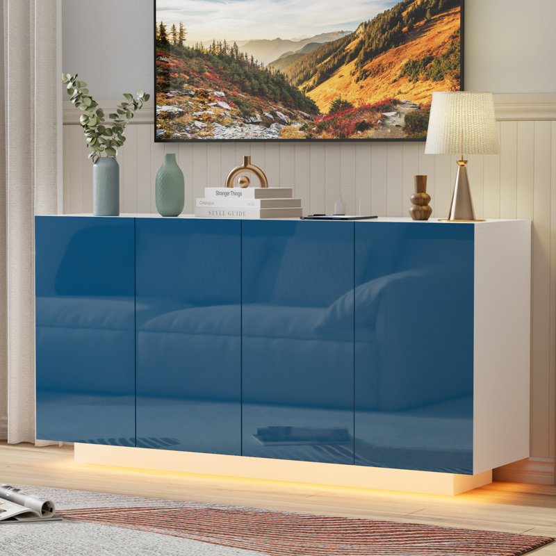 Lianna 57.9'' Sideboard, White/Blue