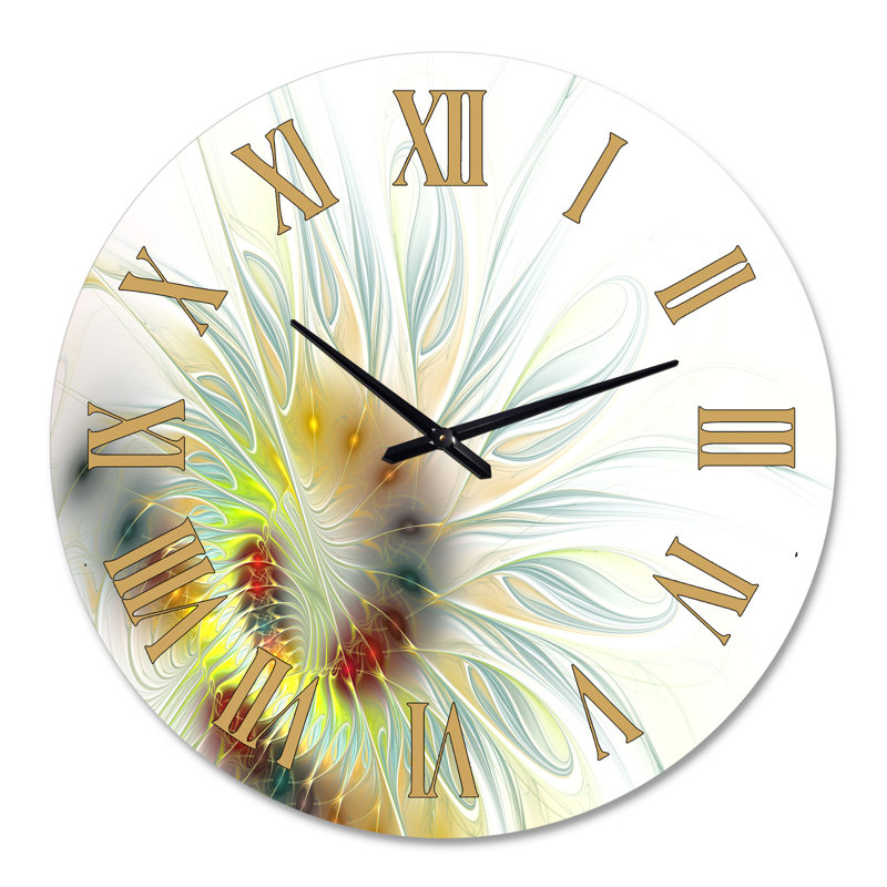 Floral Fractal III - Horloge murale moderne, Grand