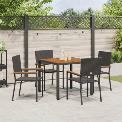 5 Piece Garden Dining Set Poly Rattan