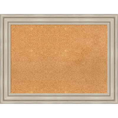 Sierra Silver Wood Framed Corkboard, Natural Cork Bulletin Board, Organization Board, Pin Board