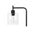 Éclairage, H 20 po, lampe de table, port USB inclus, métal noir, abat-jour en verre, moderne
