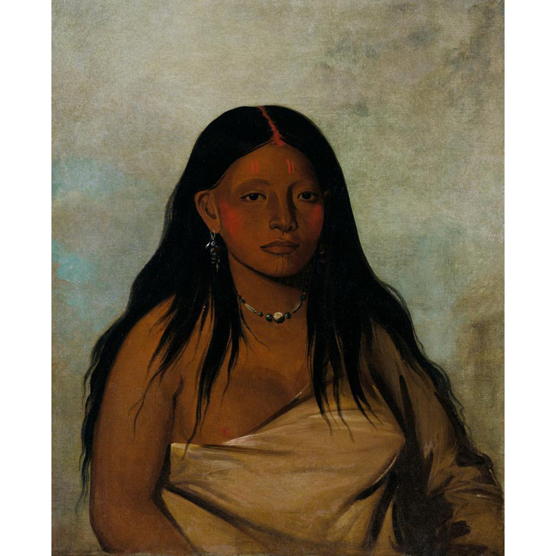 «Shé-De-Ah, sauge sauvage, une femme wichita» par George Catlin - Art mural sur toile tendue avec châssis, H 40 po x l 28 po