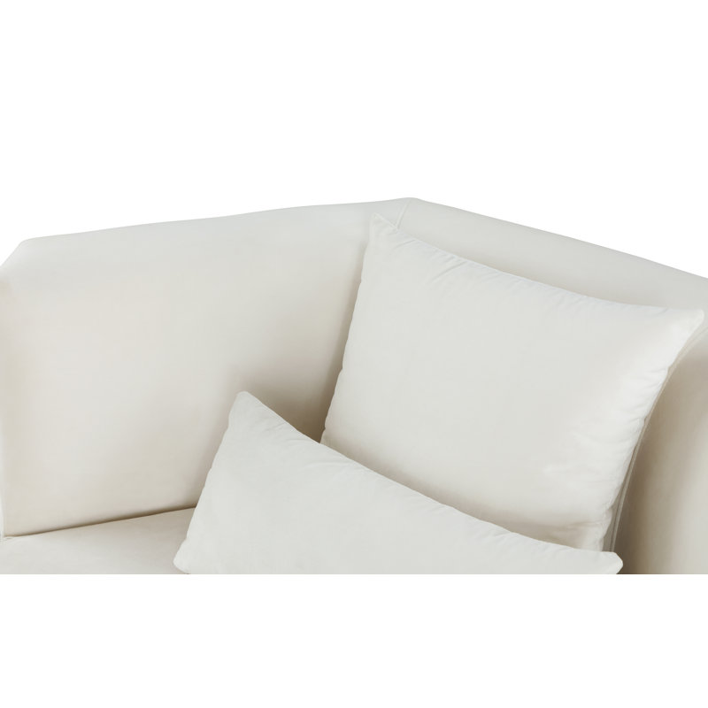 Fauteuil en velours de 47,75 po Marquis, Velours crème