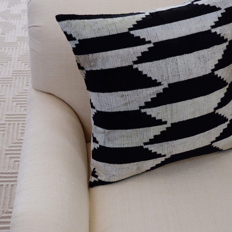 Kara Silk Square Pillow Cover & Insert, 20" x 20", Geometric