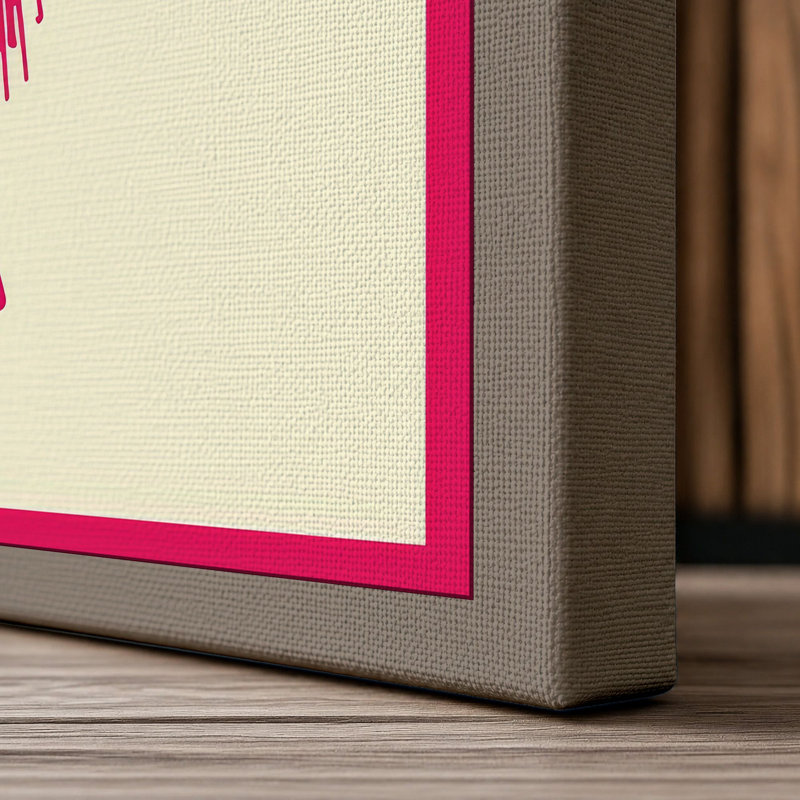 Suspended Fuchsia Botanical 1 Piece Wrapped Canvas Wall Art, 30x20 - 76.2 x 50.8 cm, Taupe Border