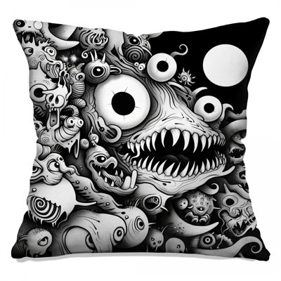 Monsters Throw Pillow, Fantasy Double Sided Pillows