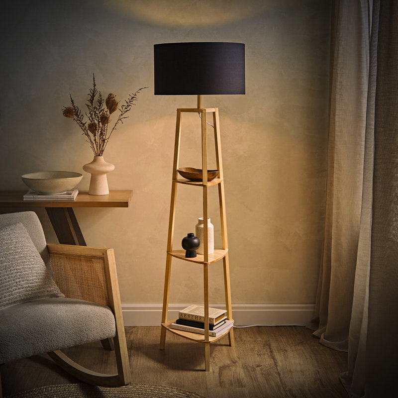 Aidrian 155cm Tripod Floor Lamp, Brown, No, Black