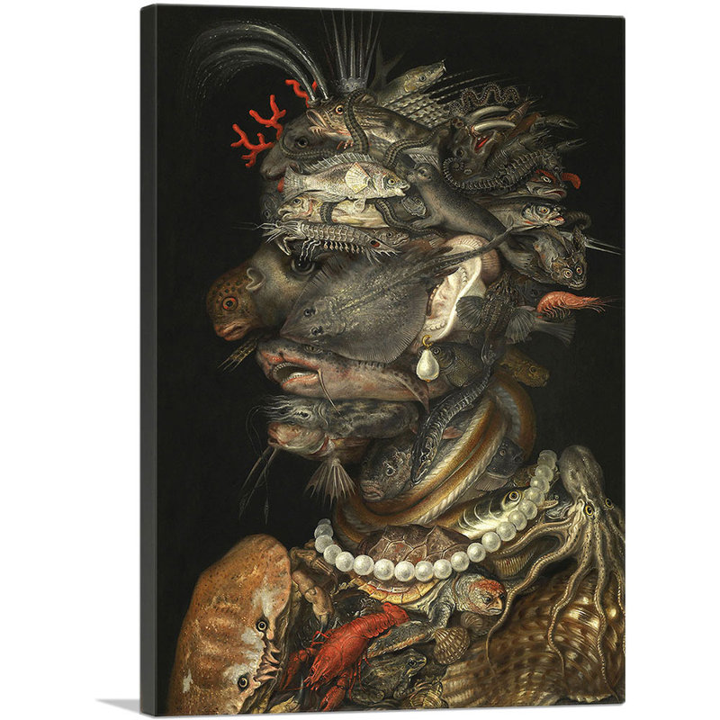 " The Water 1566 " by Giuseppe Arcimboldo, 26" H x 18" W x 1.5" D