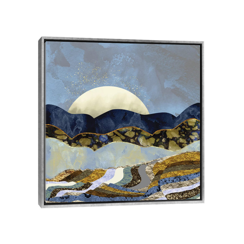 Firefly Sky - impression d'art graphique, Pas de tapis, H 26 po x l 26 po x P 1,5 po, Toile avec cadre argenté