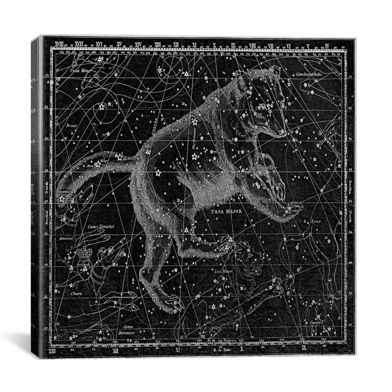 « ursa majeur » par alexander jamieson, impression sur toile noire, atlas céleste-assiette 6 (majeur)