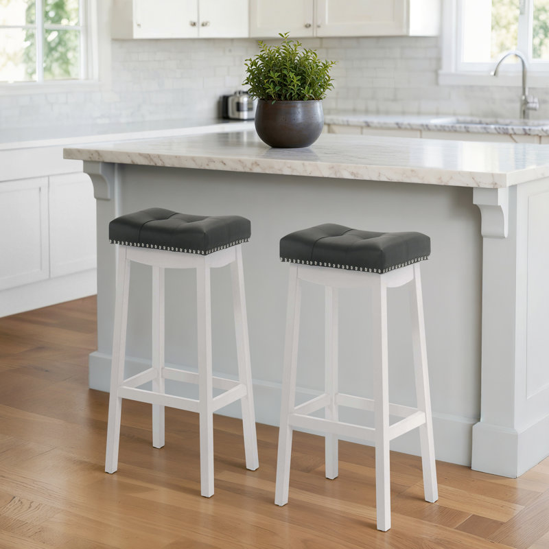 Tabourets de bar avec coussin LuXeo Barstow, Gris foncé, Tabouret de bar (siège d'une hauteur de 29 po)