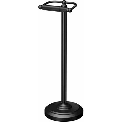 Toilet Paper Holder Stand, Weighted Base, Matte Black, Freestanding Bathroom Floor Stand