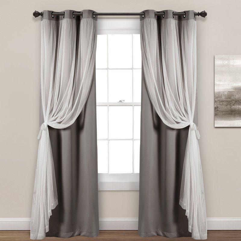 Blackout Curtain Pair, Dark Gray, 38" W x 108" L