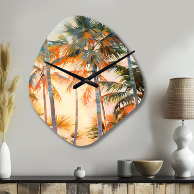 «Abdulkadyr Palm Trees Romantic Impression I», horloge asymétrique en métal jaune