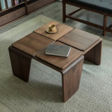 Black Walnut Square Coffee Table Modern Geometric Small Side Table