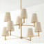 36" W x 36" H 8-Light Two-Tier Chandelier in Matte Brass with Tapered Bleached Natural Rope Shades