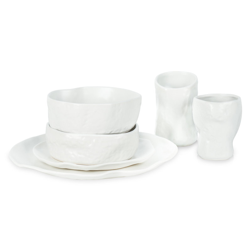 Atik 16 Piece Stoneware Dinnerware Set - Service for 4, White