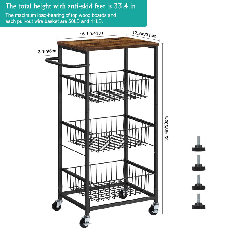 84cm H x 31cm W Utility Cart