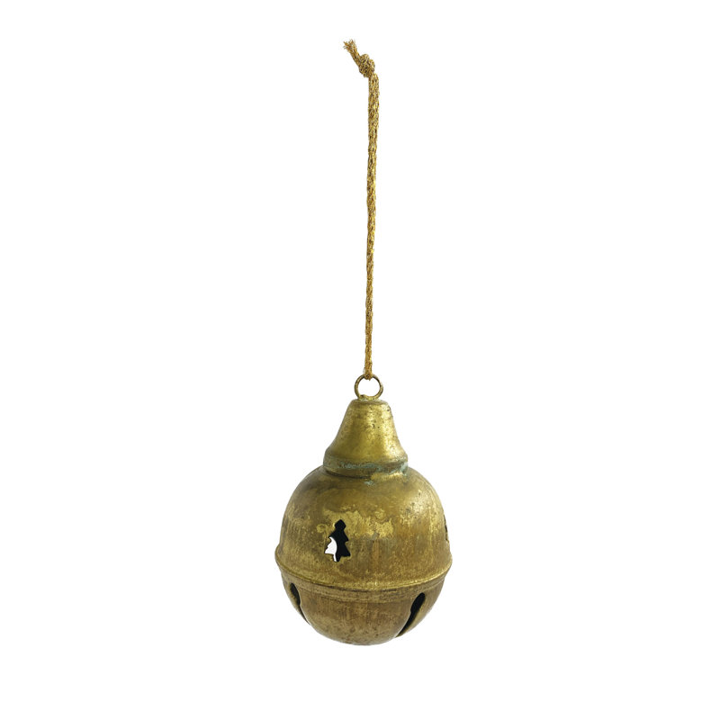 Ornement cloche en métal avec découpes d'arbre