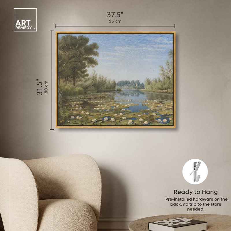 Scène William près de Shipton sur toile rétro Cherwell par Art Remedy, Cadre doré, H 31 po x l 37 po