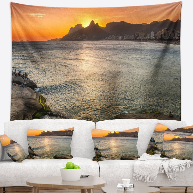Tapisserie coucher de soleil seascape ipanema on rio de janeiro, H 50 po x l 60 po