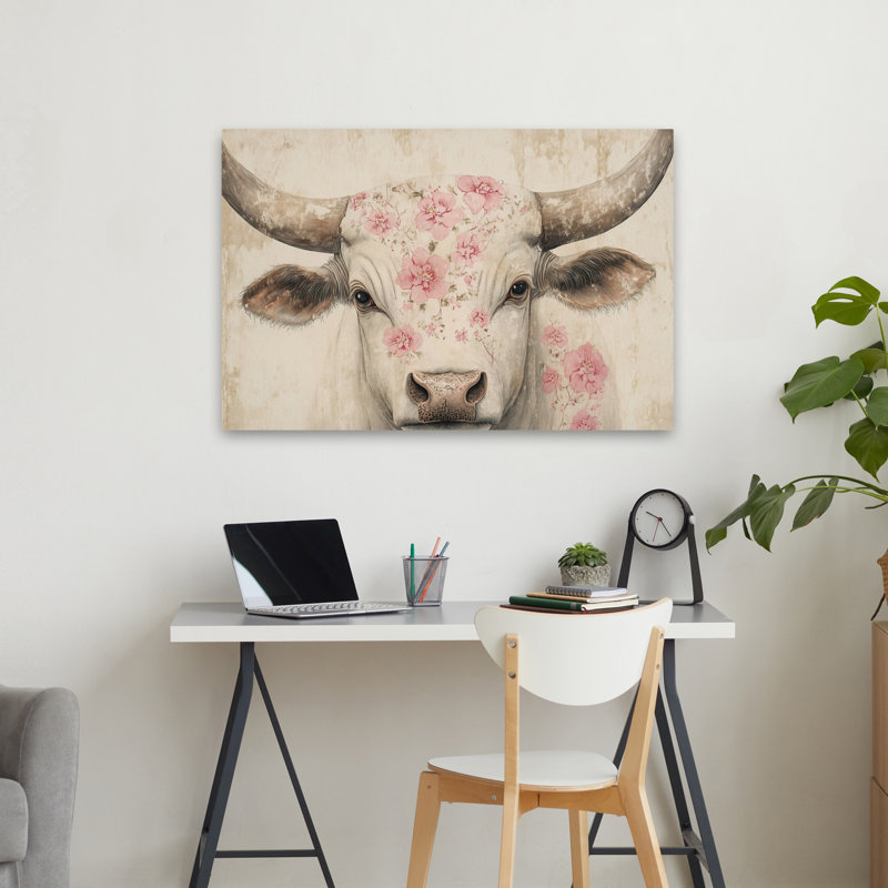 Art floral - Vache rétro, H 36 po x l 24 po