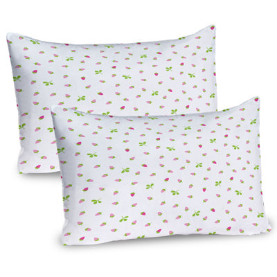 Ambesonne Strawberry Pillow Sham 2 Pack Simplistic Sketch Lime Green White