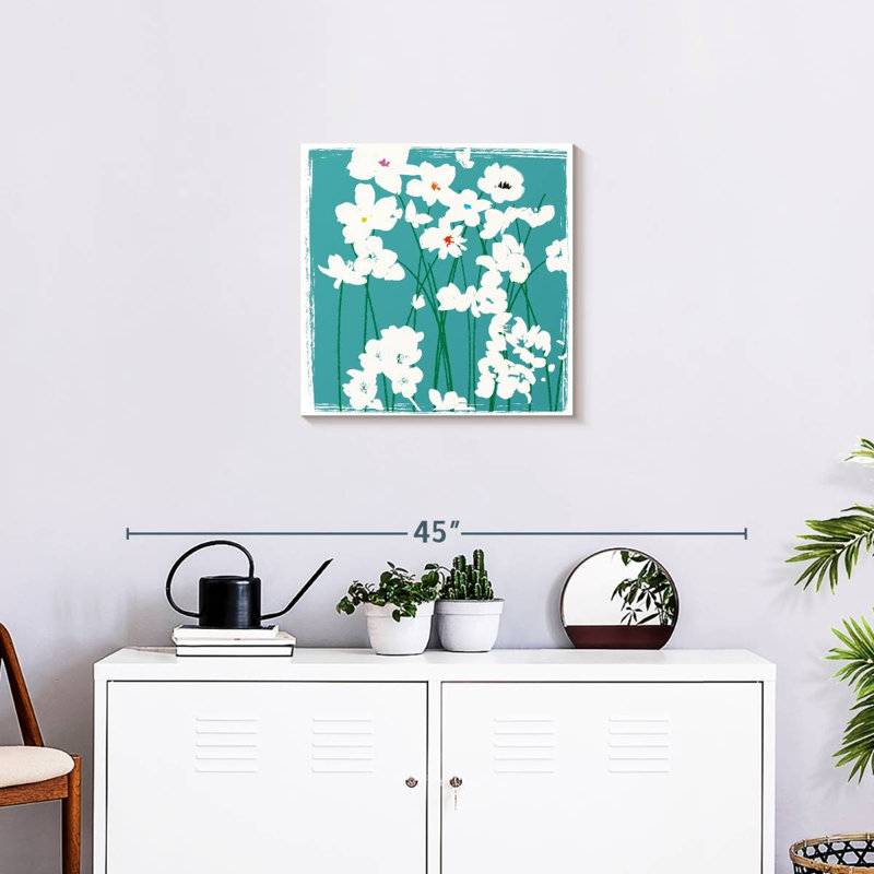 Avery Turquoise Flowers, 20" H x 20" W