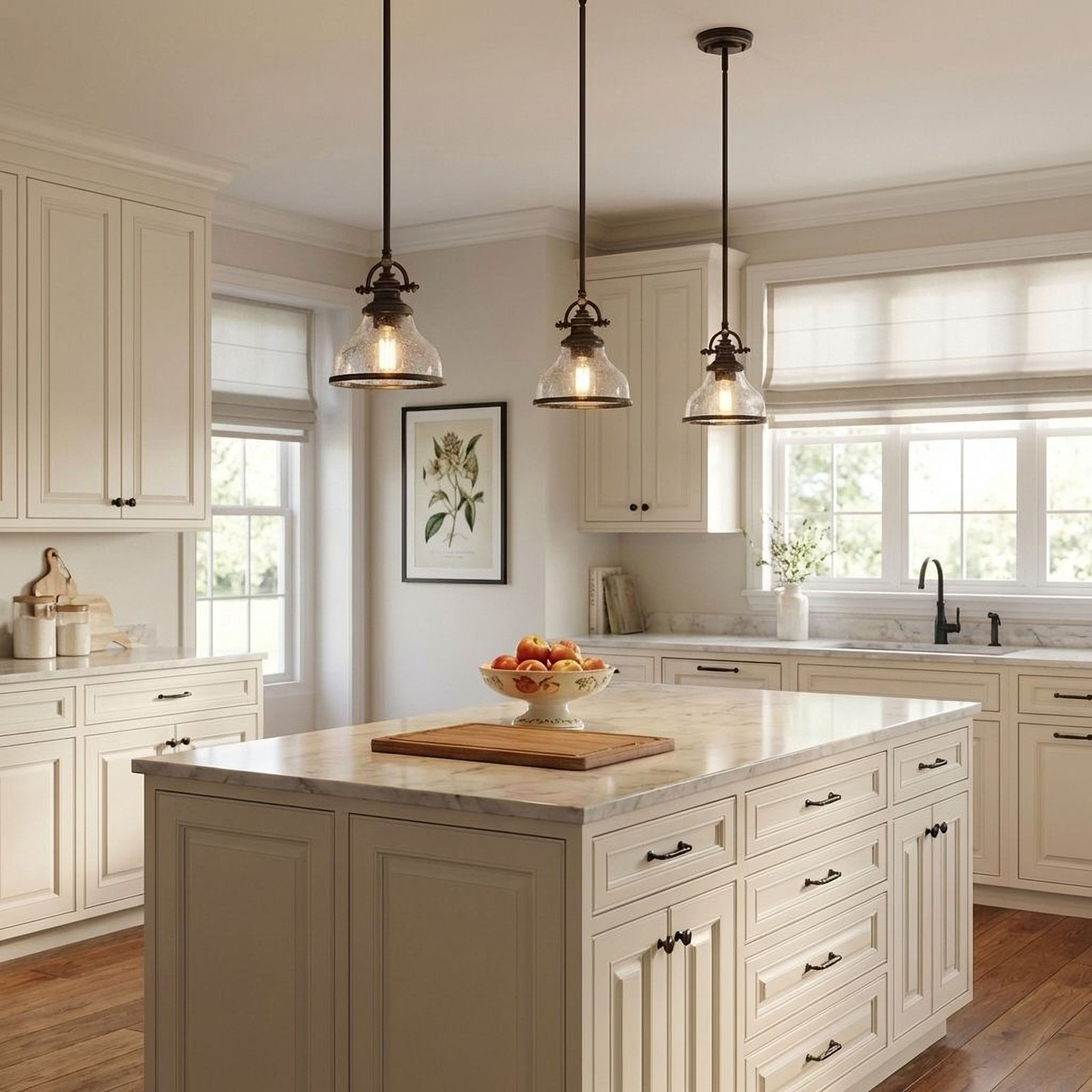 Maybery Dimmable Dome Single Light Pendant, 9.5" H x 8" W x 8" D, Clear Seedy Glass, Palladian Bronze