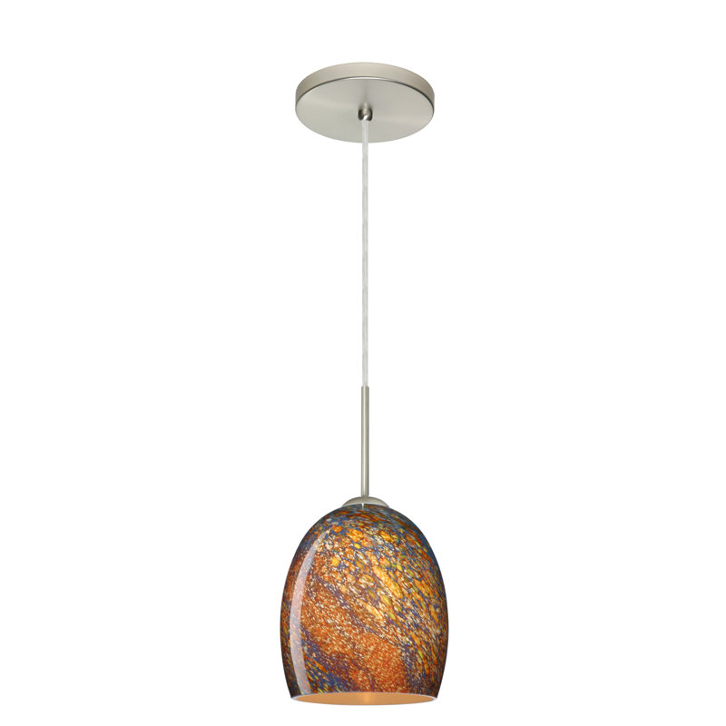 Lucia 1 - Light Single Pendant, Satin Nickel, Blue Cloud, Incandescent