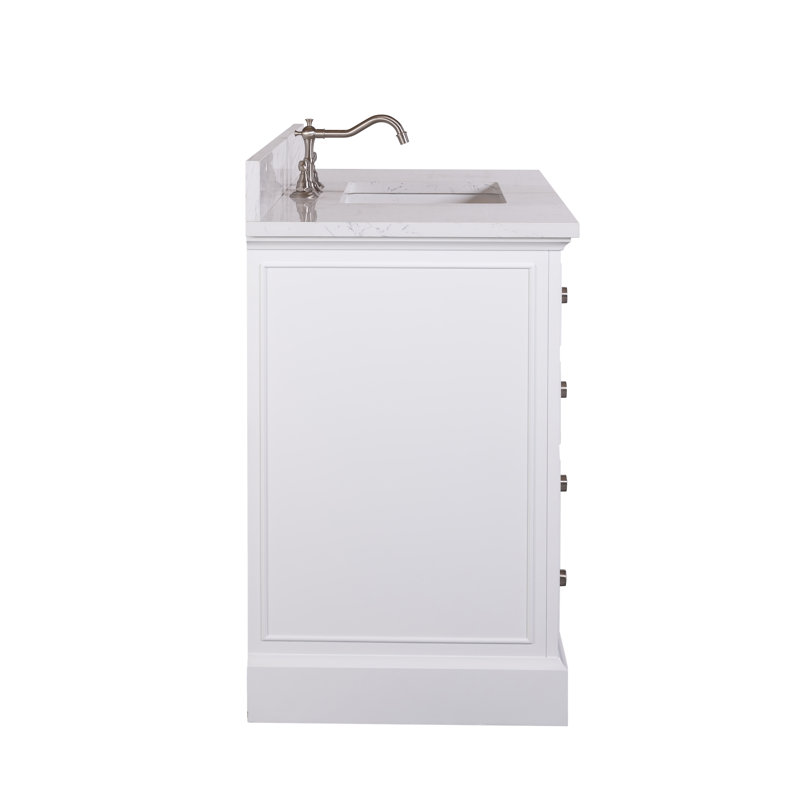 Thompson 42" W Single Bathroom Vanity, White/Brushed Nickel