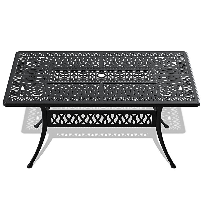 Patio Dining Table With Umbrella Hole, Rectangular Table