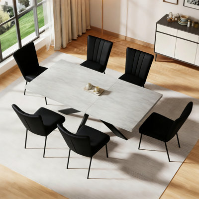 Ensemble de salle à manger Bourke Kitchen, table de salle à manger extensible avec chaises rembourrées