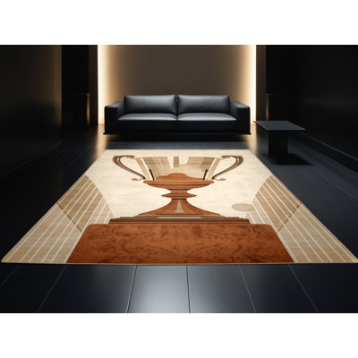 Machine Washable Medford Trophy Cup Posh & Luxe Rug in Beige – Beige Binding