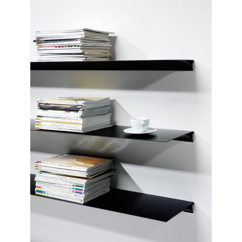 Metal Floating Shelf, Black, 1cm H x 78cm W x 7cm D