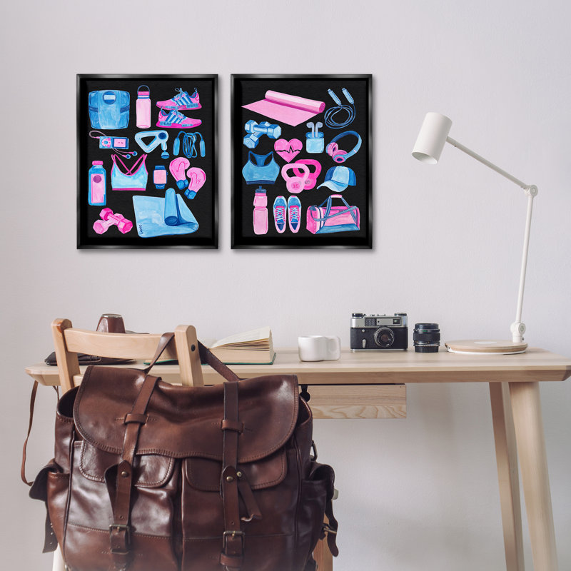  Ensemble de 2 toiles flottantes encadrées "PC" par Melissa Wang, Cadre flottant noir de jais, H 21 po x l 17 po
