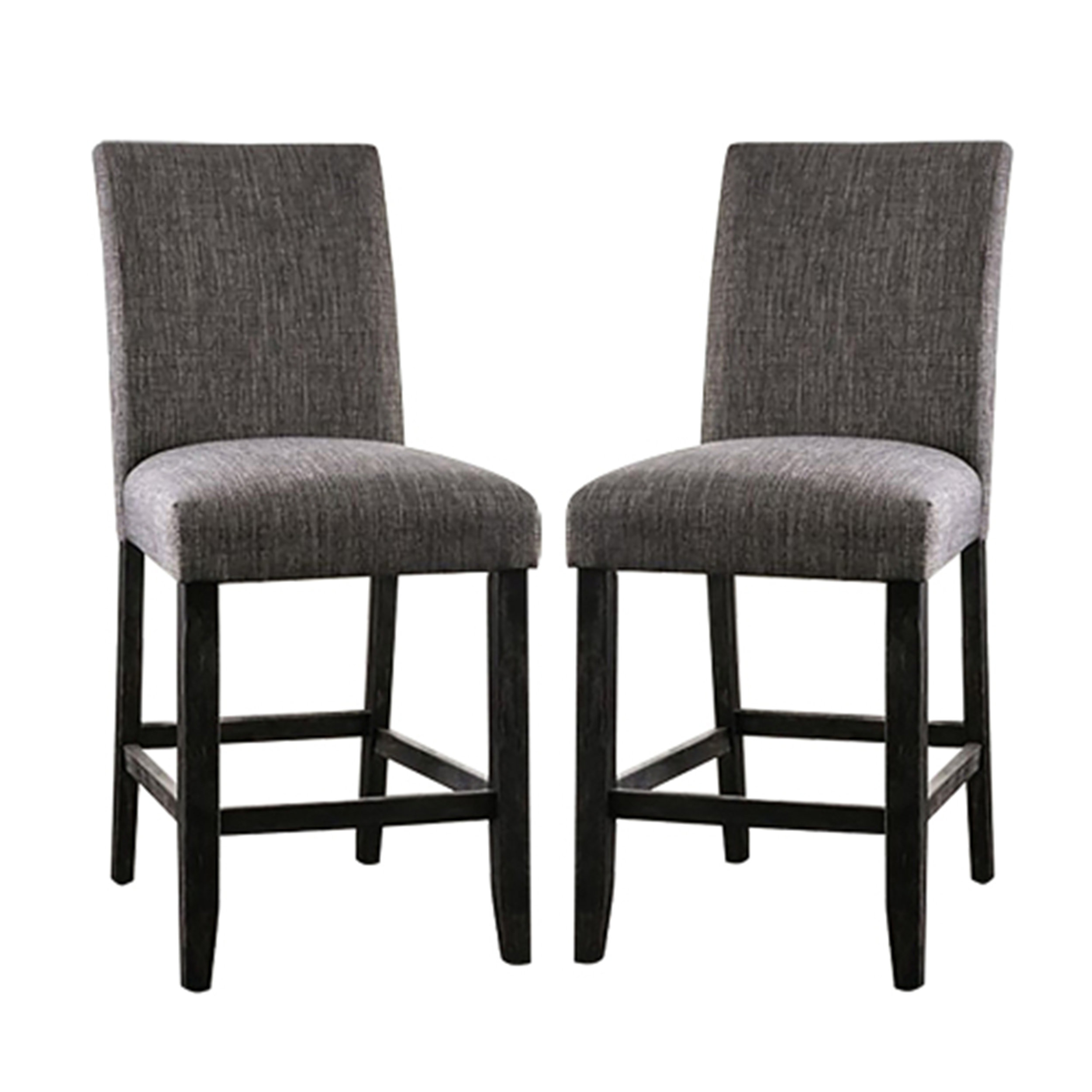 Hokku Designs Set of 2 Gray Finish Padded Fabric Counter Height Chairs ...