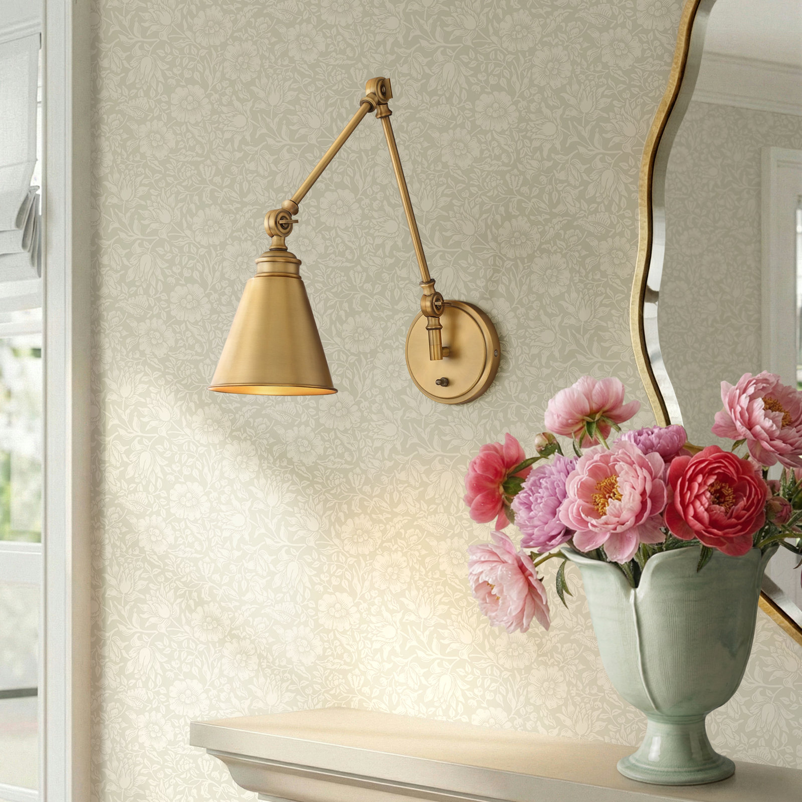Beckham Single Light Swing Arm Sconce, Warm Brass