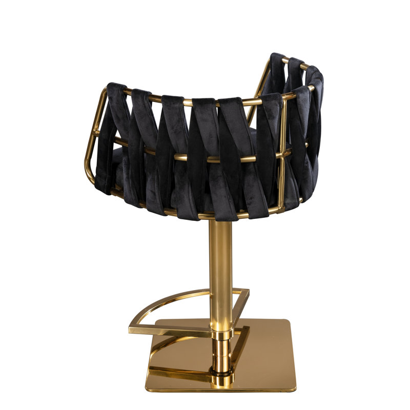 Tabouret de bar pivotant et réglable en hauteur Piedmonte, Doré, Noir