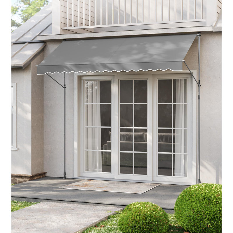 Dakota Fields 120cm W x 300cm D Polyester Cover Retractable Patio Awning, Grey